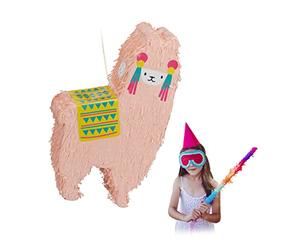 Relaxdays Llama, Colgante, niñas, cumpleaños, cotillón Fiesta, para Rellenar, piñata Alpaca, Rosa Pastel, Color, 50 x 30 x 12 cm (10031477)