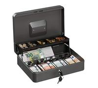 Relaxdays Caja de dinero con llave plata,gris