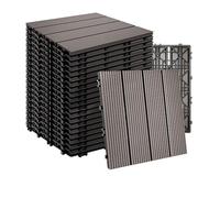 Relaxdays Losetas WPC 22 Piezas, 30x30 cm, 2 m², Resistente a la Intemperie, Efecto Madera, Gris