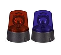 Relaxdays Luces Policía, Pack de 2, Balizas Giratorias Decorativas, Accesorios Fiestas, a Pilas, LED, Multicolor, Negro, Azul, Rojo, 11,5 x 9,5 cm