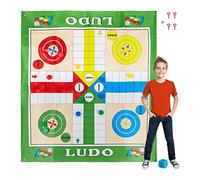 Relaxdays Juego de parchís XXL azul,verde,rojo