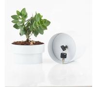 Relaxdays Caja Fuerte con Compartimento Secreto, escondite para Dinero y Llaves, 13×12,5×12,5 cm, Blanco