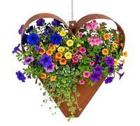 Relaxdays Maceta Colgante de Acero Efecto óxido, corazón para Plantar, 27x27x10 cm, marrón