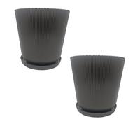 Relaxdays Maceta con plato, set de 2 unidades antracita