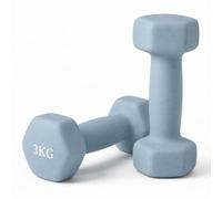 Relaxdays mancuernas 2 uds, hierro fundido, 3 kg, recubiertas antideslizantes, fitness, entrenamiento en casa azul claro
