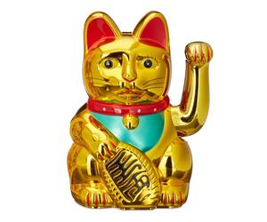 Relaxdays Maneki neko 16 cm oro,rojo,turquesa