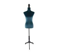 Relaxdays maniquí de Costura Mujer Ajustable 130-167 cm Terciopelo Azul petróleo/Negro 167 x 41 x 34 cm