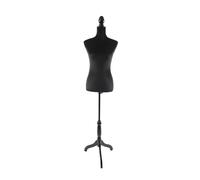 Relaxdays Maniquí de Costura Mujer, Altura Regulable 130-167 cm, Terciopelo Negro, Base de Madera, 167x41x34 cm