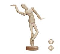 Relaxdays Maniquí, Figura Articulada, Madera, 21,5 cm, Marrón Natural