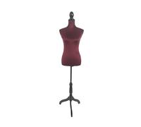 Relaxdays Maniquí mujer 36/38 terciopelo rojo oscuro,negro