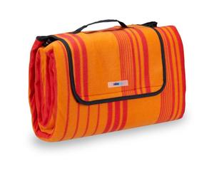 Relaxdays Manta de pícnic con rayas naranjas naranja,rojo