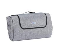 Relaxdays Manta Pícnic XXL, 200x300 cm, Aislante, Impermeable, Estampado Espina Pescado, Estera Playa Forro Polar, Gris