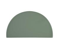 Relaxdays Mantel Individual para Niños con Diseño de Medialuna, Antideslizante, Lavable, 41,5 x 24 cm, Verde Oscuro, Silicona