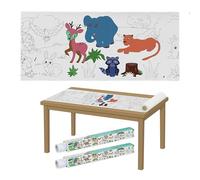 Relaxdays Mantel para Colorear Infantil, Set de 2, Papel Autoadhesivo 3 m, Diseño Animales, Rollo Dibujar, Niños, Blanco, 100