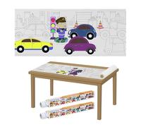Relaxdays Mantel para Colorear Infantil, Set de 2, Papel Autoadhesivo 3 m, Diseño Coches, Rollo Dibujar, Niños, Blanco, 100