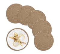 Relaxdays Manteles Individuales de Algodón Tejido, 6 Piezas, Mesa de Comedor, Ø 30 cm, Mantelitos Estilo Boho, Beige