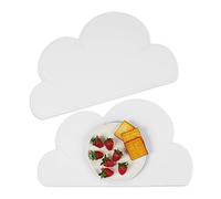 Relaxdays Manteles Individuales Infantiles, Set de 2, Nube, Antideslizantes, Lavables, 47,5 x 26,5 cm, Gris Claro