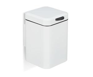 Relaxdays Maquillaje para Pared, Cubo de Basura Baño 6 litros, Papelera Aseo Cierre Suave, Basurero Servicio, Bote Cuadrado Metal, Blanco, Hierro, 29.5 x 20 x 27 cm