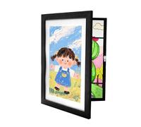 Relaxdays: marco cambiable A4 para dibujos infantiles, abatible y magnético, 32 x 25,5 cm, MDF y acrílico, negro