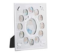 Relaxdays Marco de Fotos de bebé, Primer año, 12 Meses, De pie, Blanco, 29 x 24 cm