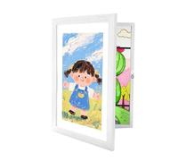 Relaxdays Marco de Fotos Infantil A4, Plegable, magnético, Marco Intercambiable para Fotos Infantiles, 32 x 25,5 cm, MDF y acrílico, Color Blanco