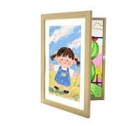 Relaxdays Marco de Fotos Infantil A4, Plegable, magnético, Marco Intercambiable para Fotos Infantiles, 32 x 25,5 cm, MDF y acrílico, Color Natural