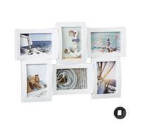 Relaxdays Marco de Fotos Múltiple 6 para Pared, Plástico, Blanco, 33 x 47.5 x 3 cm