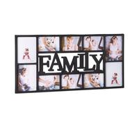 Relaxdays Marco de Fotos Múltiple Family para 10 Fotos, Plástico, Negro, 36.5x72x2 cm