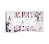 Relaxdays Marco de Fotos Múltiple Family para 10 Fotos, Plástico, Blanco, 36.5x72x2 cm