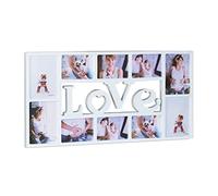 Relaxdays Marco de fotos múltiple de pared LOVE blanco,transparente