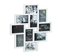 relaxdays Marco de Fotos múltiple, 10 fotografías, Vertical u Horizontal, Pared, Plástico, Blanco, 55 x 50 cm