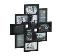 relaxdays Marco de Fotos múltiple, 10 fotografías, Vertical u Horizontal, Pared, Plástico, Negro, 55 x 50 cm
