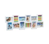 Relaxdays Marcos de Fotos, Múltiples, Cuadros Multifotos para 12 Fotografías, XL, para Colgar, 30 x 81 x 2 cm, Blanco
