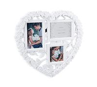 Relaxdays Marco Fotos Múltiple Corazón, Polipropileno-Cristal, Blanco, 8 x 41,5 x 2 cm