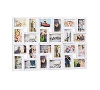 Relaxdays Marco de Fotos Múltiple, 24 Fotografías, 10x15, Formato Vertical o Apaisado, Plástico, 57 x 86cm, Blanco