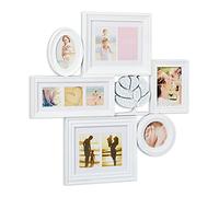 Relaxdays Marcos de Fotos, Collage de 6 Marcos, Marco de Fotos Pared, para 10 Fotos, 70,5 x 70,5 cm, Color Blanco