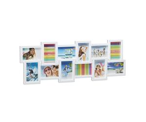 Relaxdays Marcos de Fotos, Múltiples, Cuadros Multifotos para 12 Fotografías, XL, para Colgar, 30 x 81 x 2 cm, Blanco