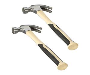 Relaxdays Martillos de Carpintero Set de 2, Americano, para Listones, Ergonómicos, Fibra de Vidrio, Acero, Beige/Plata, 33 cm