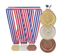 Relaxdays 12 medallas infantiles cinta tricolor oro,cobre,plata