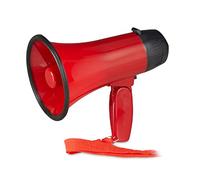 Relaxdays Megáfono Portátil con Mango Plegable y Correa, 10 W, Plástico, Rojo y Negro, 21 x 13,5 x 22 cm, Color (10022829)