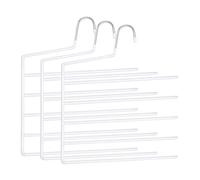 Relaxdays Mehrfachbügel Hosen Juego, 5 Barras, Antideslizantes, ahorran Espacio, 35 x 32 cm, Perchas para Pantalones múltiples, Color Blanco, Hierro, plástico, Set de 3, 3