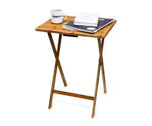 Relaxdays Mesa auxilair plegable de bambú marrón claro