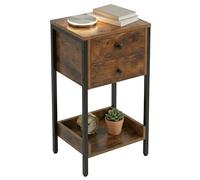 Relaxdays Mesa Auxiliar, 2 cajones y Estante, Industrial, HBT: 69,5 x 38 x 28 cm, salón, Pasillo, Metal, marrón/Negro