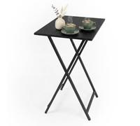 Relaxdays Mesa Auxiliar abatible, Mesa Que ocupa Poco Espacio, Negra | (Al x An x Fon) : 66,5 x 48 x 36 cm, mesita de salón, efecto madera y metal