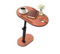 Relaxdays Mesa Auxiliar Ajustable en Altura (Alto x Ancho x Fondo) 45-82x40x22 cm, bambú, Metal, salón, Natural/Negro