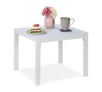 Relaxdays Mesa Auxiliar Balcón, Resistente Intemperie, Terraza y Jardín, 39 x 52 x 48 cm, Mesita Exterior, Blanco, 39x52x48 cm