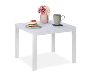 Relaxdays Mesa Auxiliar Balcón, Resistente Intemperie, Terraza y Jardín, 39 x 52 x 48 cm, Mesita Exterior, Blanco
