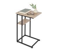 Relaxdays Mesa auxiliar con 2 baldas marrón claro,negro