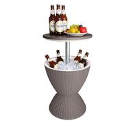 Relaxdays Mesa auxiliar con enfriador 30 L beige,blanco,plata