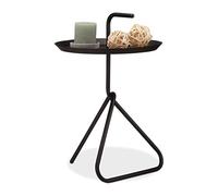 Relaxdays Mesa Auxiliar con Mango, Acero, Negro, 59 x 40 cm